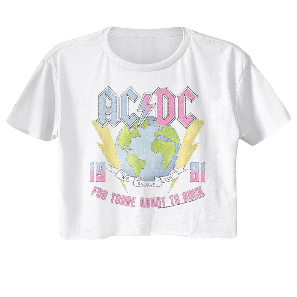 Acdc Earth For Those About To Rock White Womens Festival Cali T Shirt